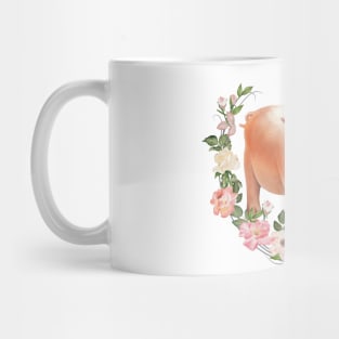 Cute Young Pig Farm Flower Wreath Motive Mug